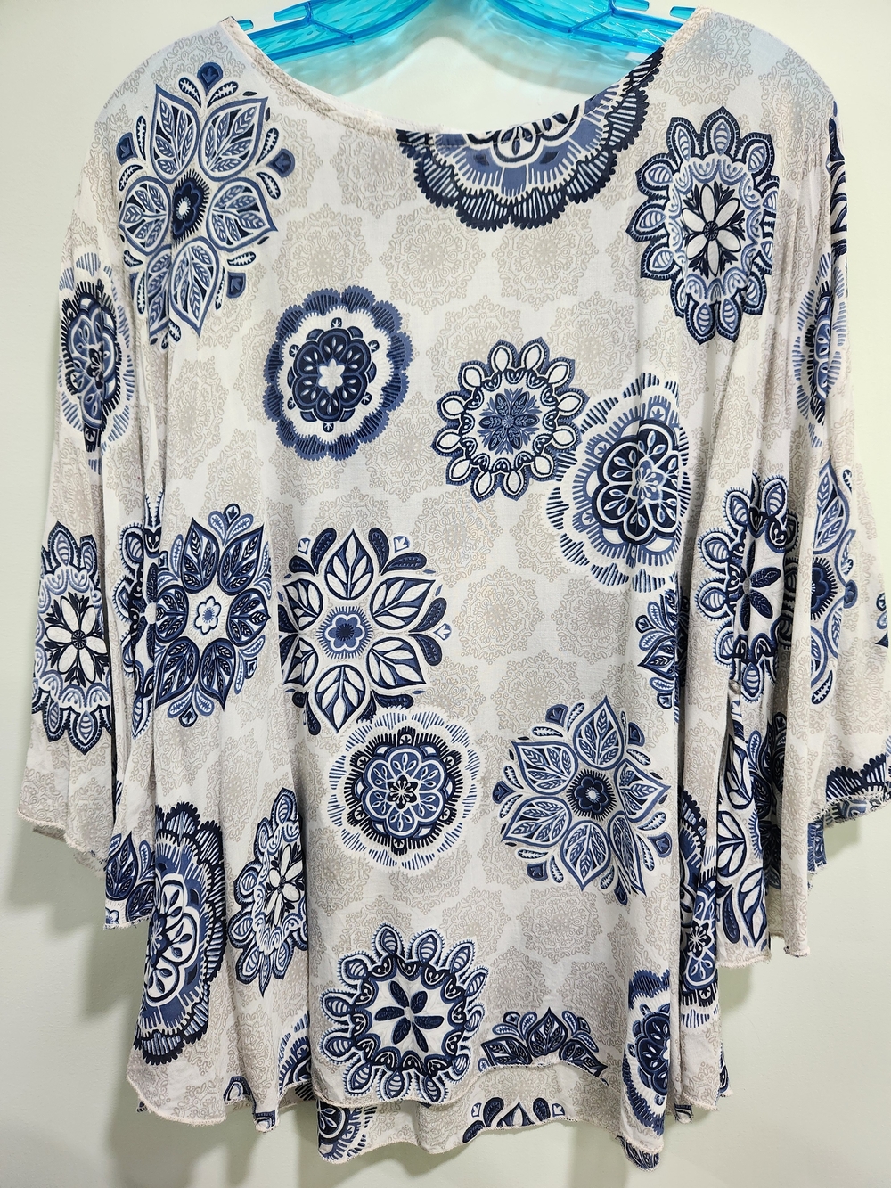 Women's Navy Medallion Swing Tunic - Casual Pullover Top